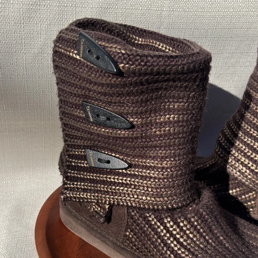 BearPaw Women's Knit Tall Winter Boots Brown/Gold Size 9